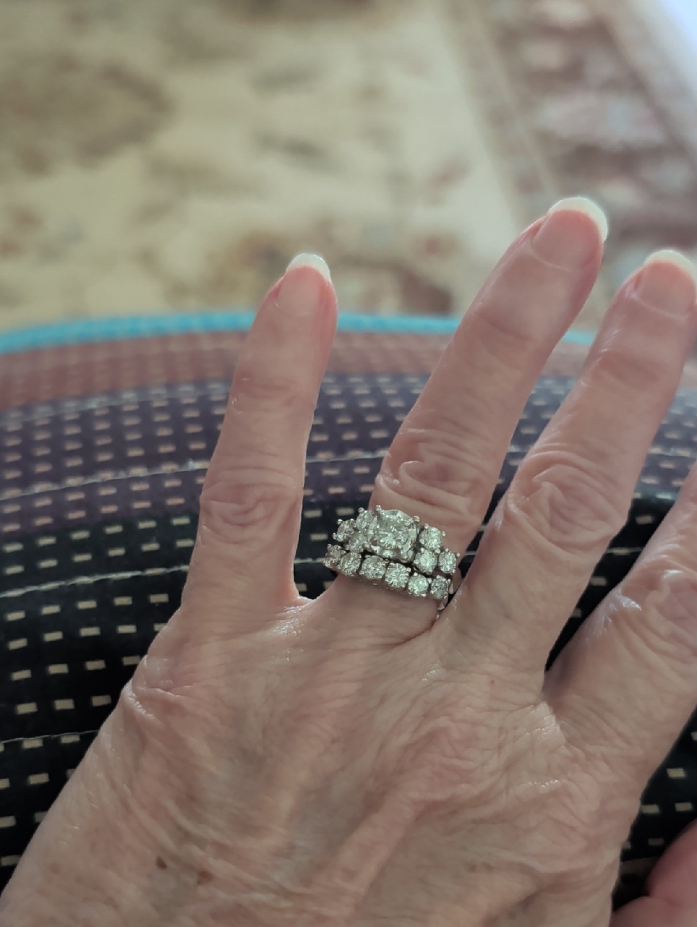 Vintage 14kt White Gold Diamond Wedding Set 1.50 CTS